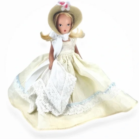 Nancy Ann Storybook Doll Bisque 5.5 in 5 joints - yellow dress and bonnet 1940s - Picture 6 of 6